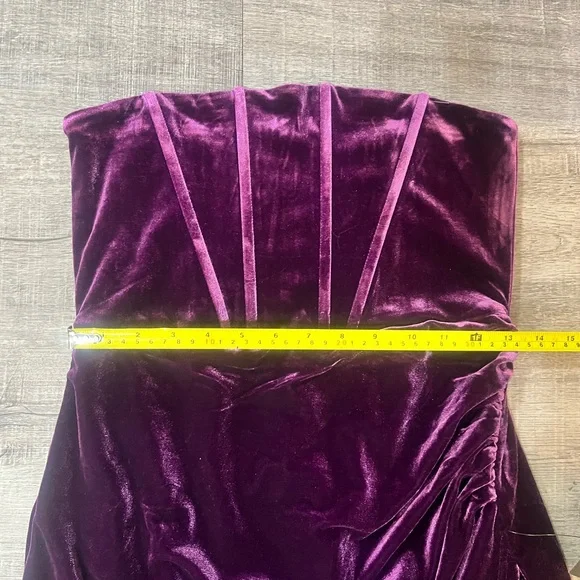 LULUS Glamorous Celebrations Dark Purple Velvet Strapless Tulip Dress - Picture 8 of 9